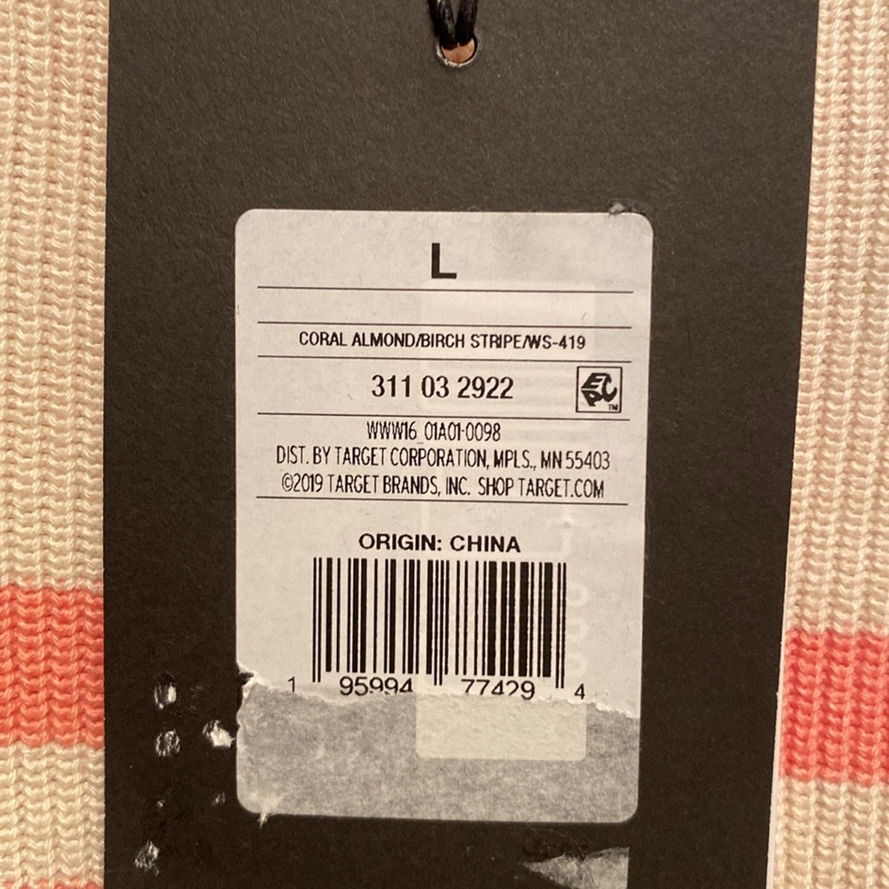 Brand New Who What Wear Coral Almond/Birch Stripe Sweater…size L - Picture 5 of 5